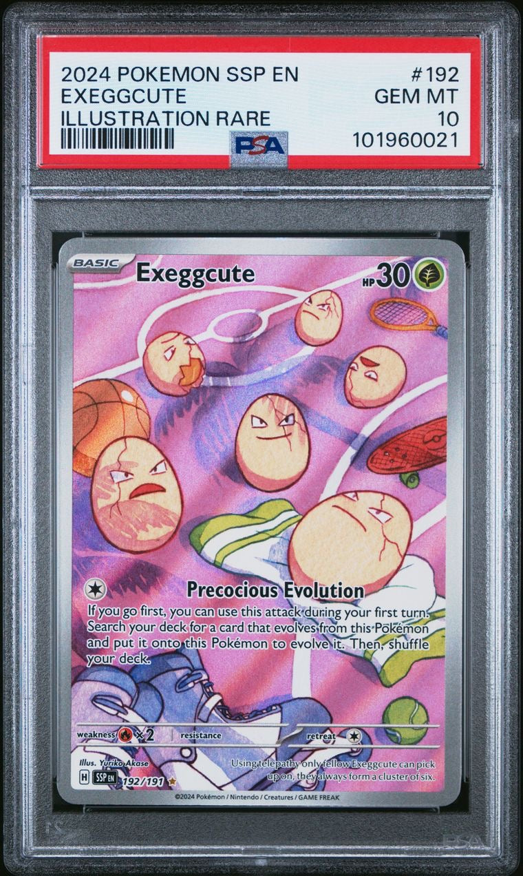 Pokémon TCG: SV08 Surging Sparks Exeggcute 192/191 IR - Gem Mint PSA 10